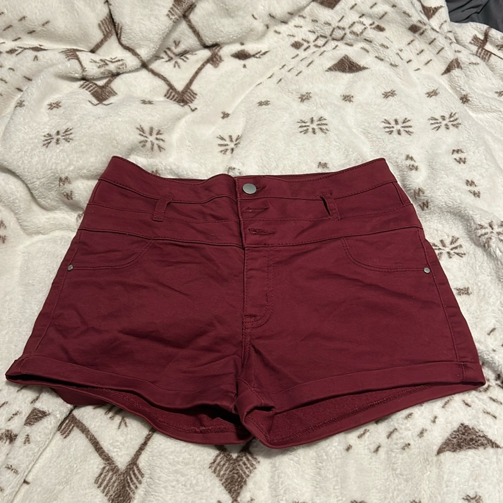 High Waisted Maroon Shorts